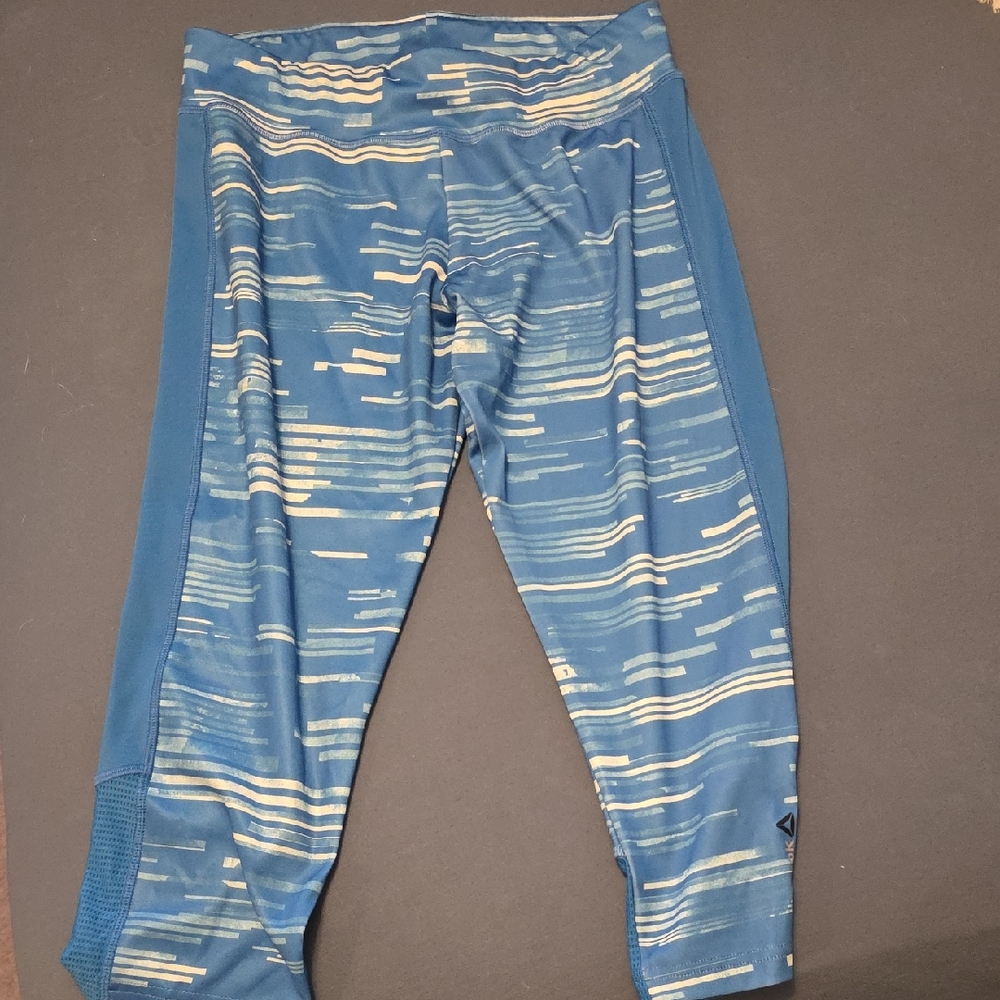 Reebok Light Blue Athletic Capris with White Details